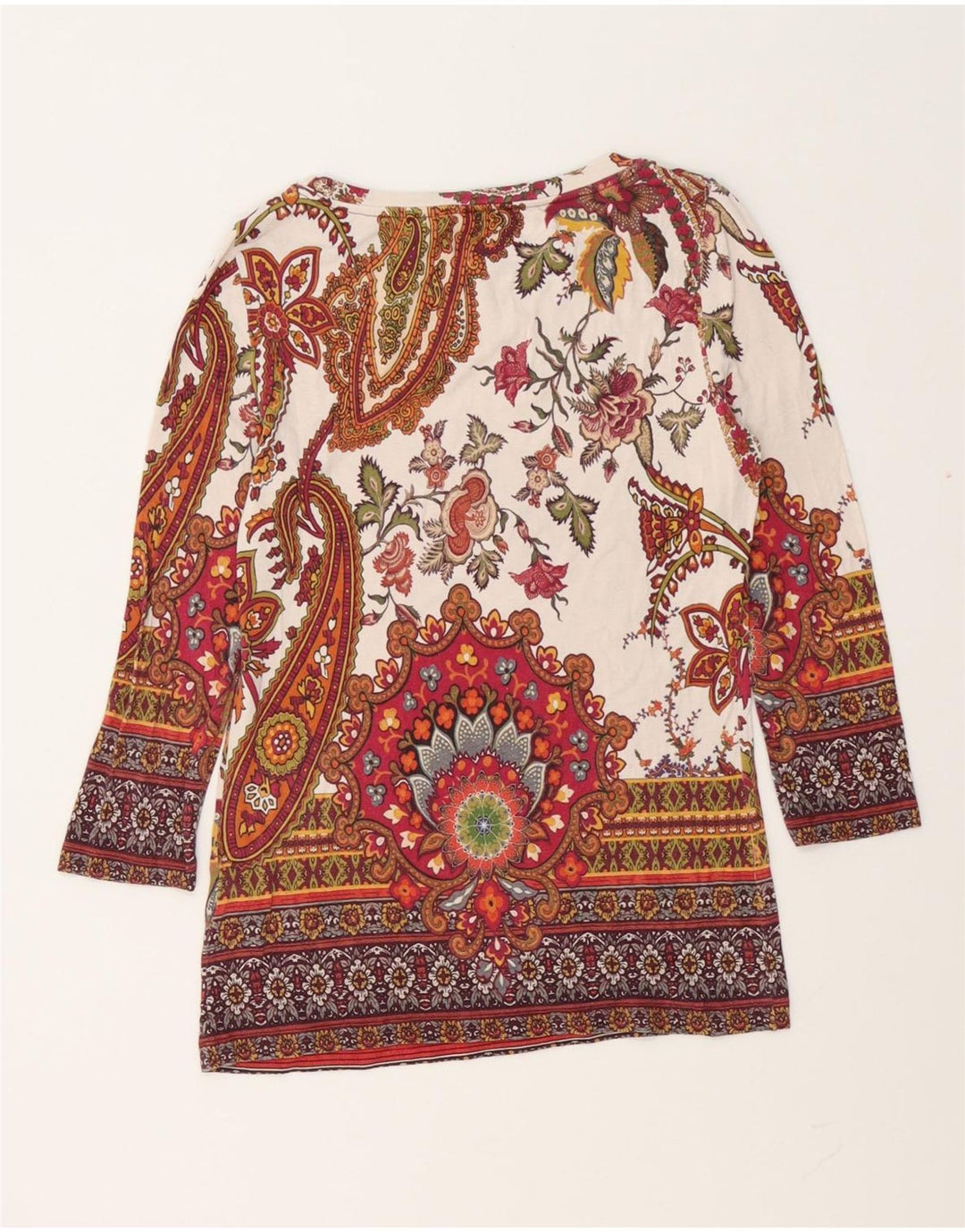 Desigual Womens Top manica 3/4 UK 10 piccolo multicolore Paisley viscosa