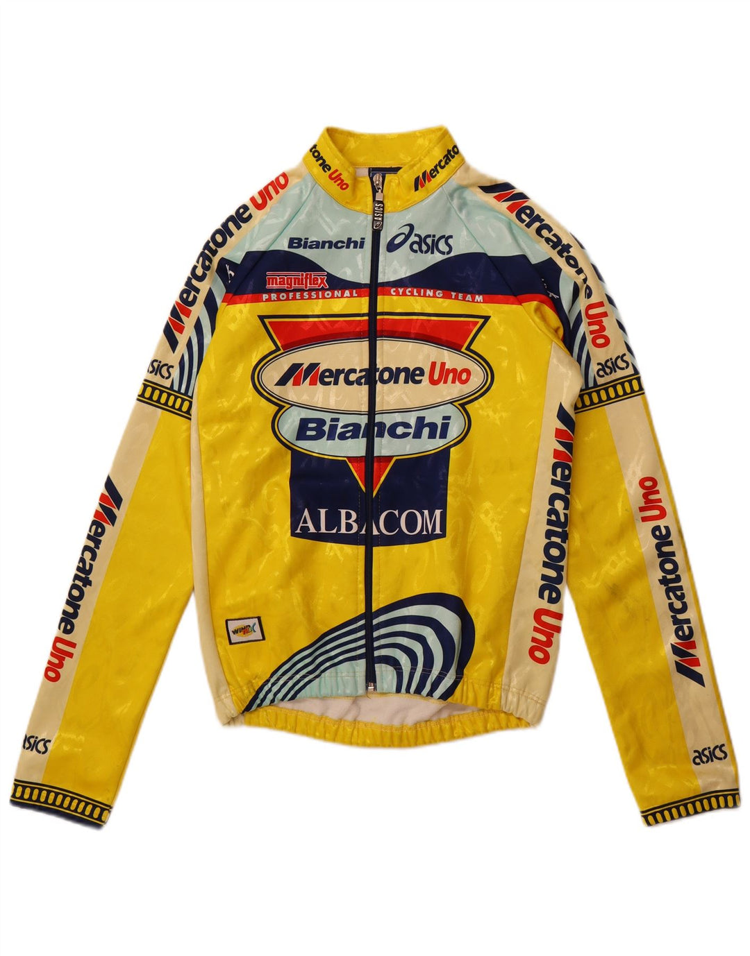 Giacca sportiva da uomo con grafica Asics, giacca grande in poliestere color block giallo