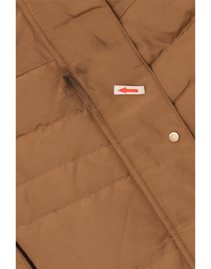 Giacca imbottita con cappuccio da donna Zara UK 14 grande marrone poliestere
