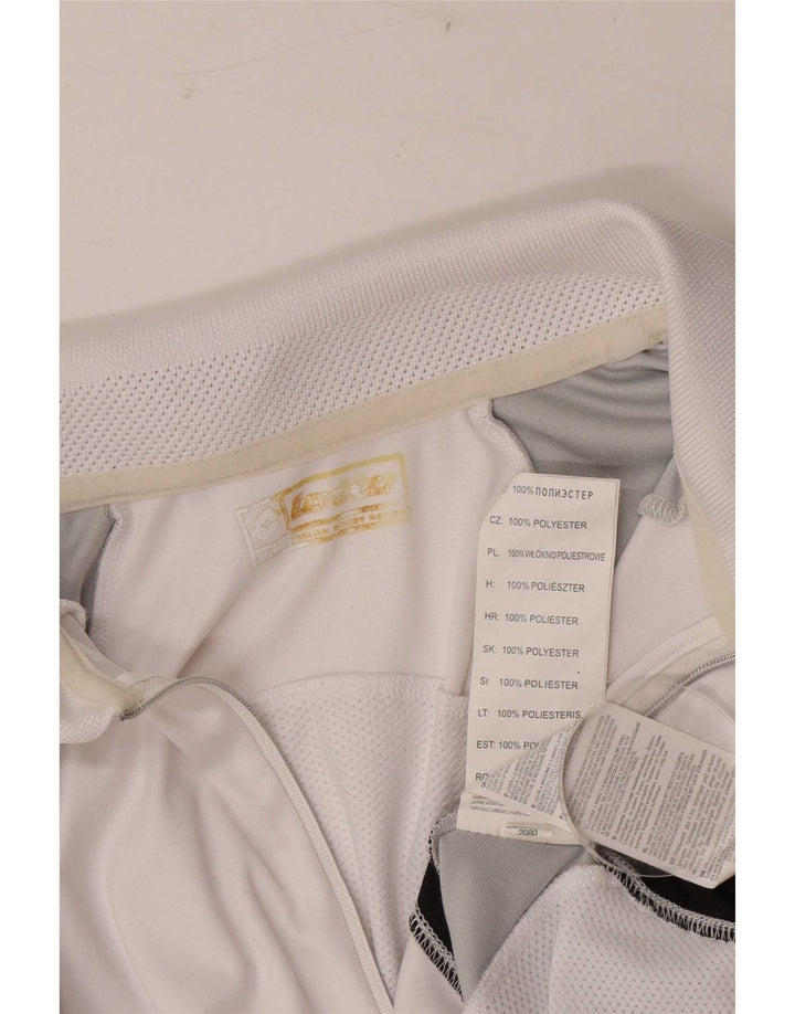 Polo da uomo Lotto Large in poliestere color block bianco