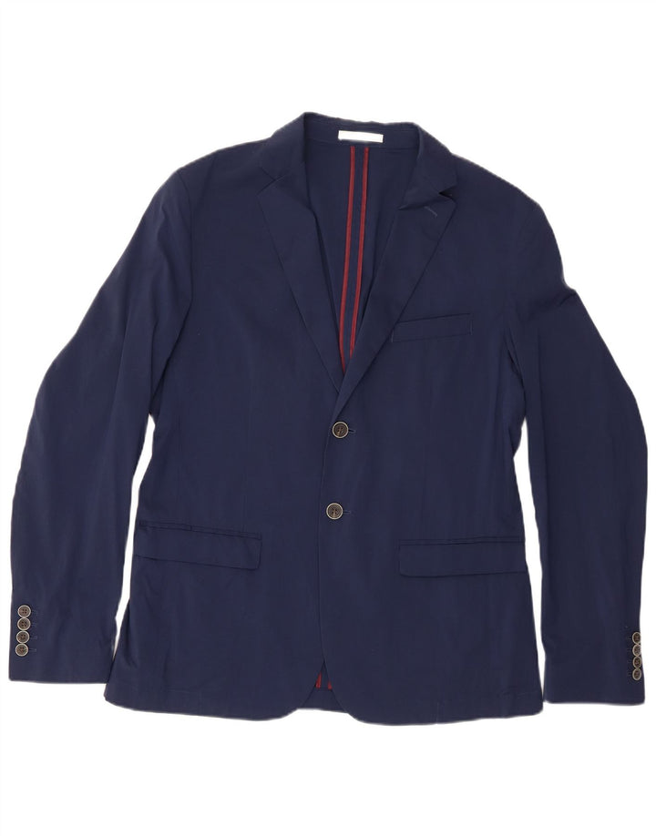 Giacca blazer da uomo a 2 bottoni Zara EU 54 XL cotone blu navy