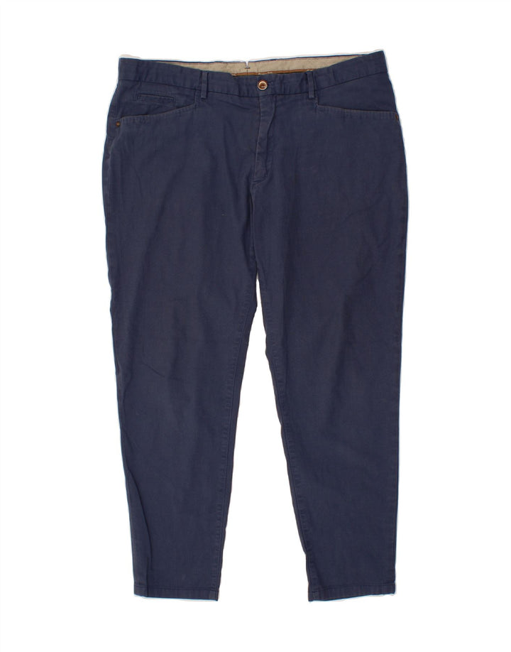 MASSIMO DUTTI Womens Slim Casual Trousers W38 L27 Blue Cotton Vintage Massimo Dutti and Second-Hand Massimo Dutti from Messina Hembry 