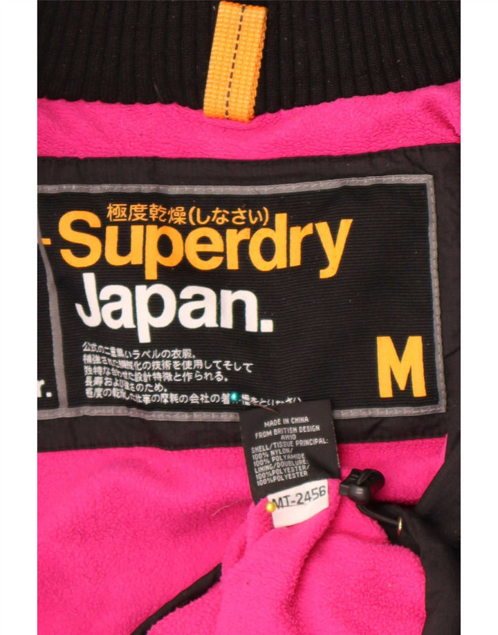 Giacca a vento con cappuccio da donna Superdry UK 14 nylon nero medio