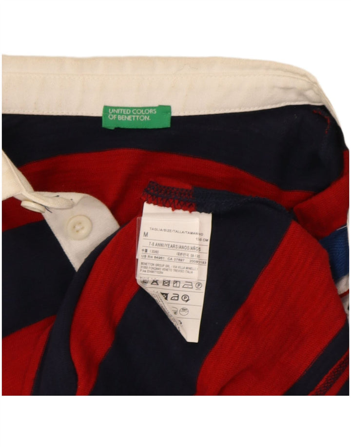 Polo Benetton da bambino a maniche lunghe Regular 7-8 anni a righe rosse medie