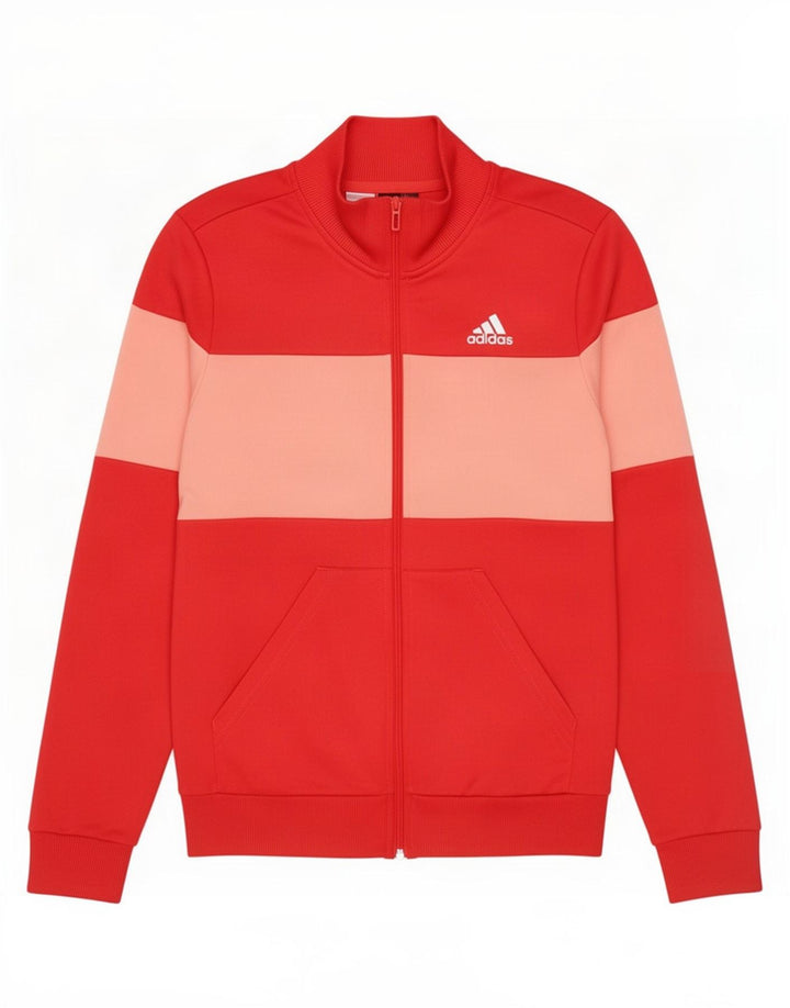 Giacca da tuta da ragazza Adidas 13-14 anni in poliestere color block rosso