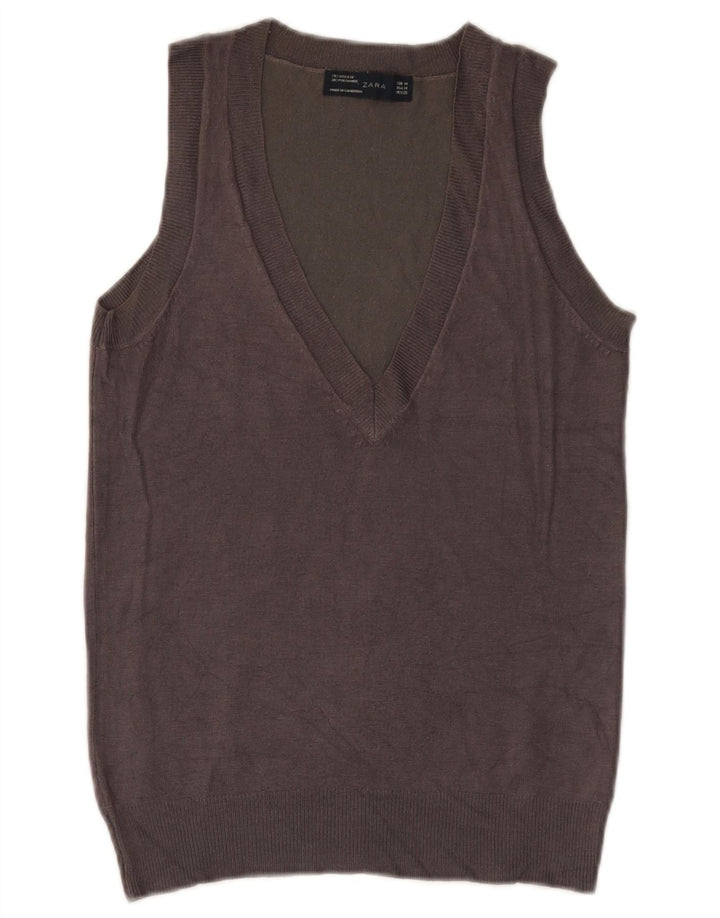 Canotta canotta da donna Zara UK 12 Viscosa grigio medio