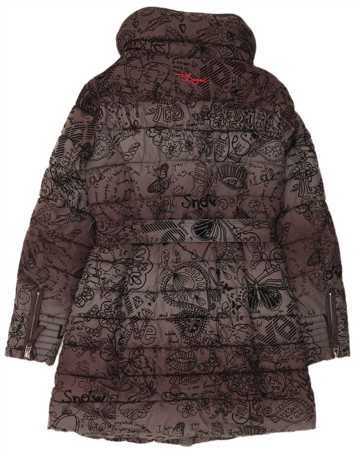 Cappotto imbottito con cappuccio da donna Desigual EU 38 poliestere floreale nero medio