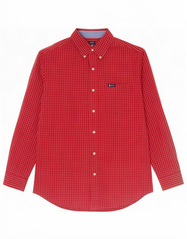 Chaps Camicia da uomo Easy Care, cotone a quadri rossi grandi