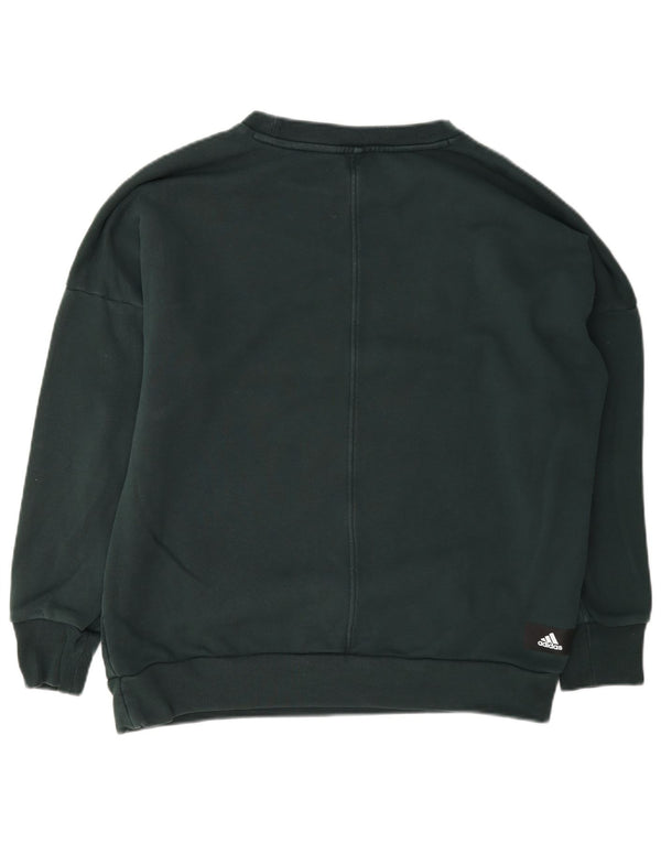 Felpa oversize con grafica da donna Adidas UK 4/6 XS cotone verde