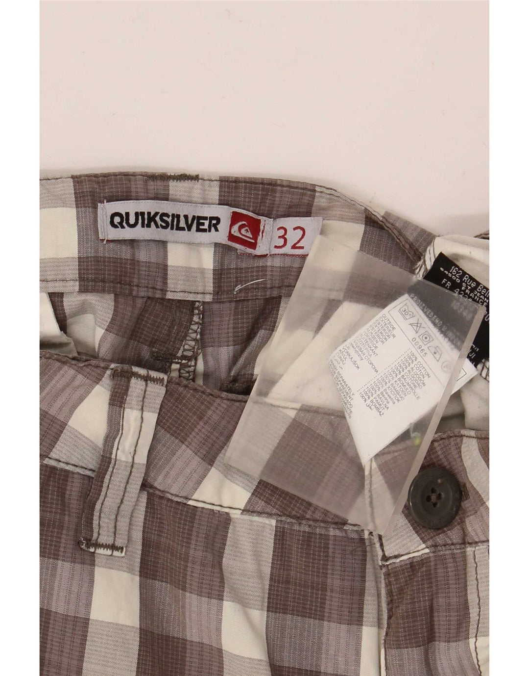 Pantaloncini cargo da uomo Quiksilver W32 in cotone a quadri marrone medio