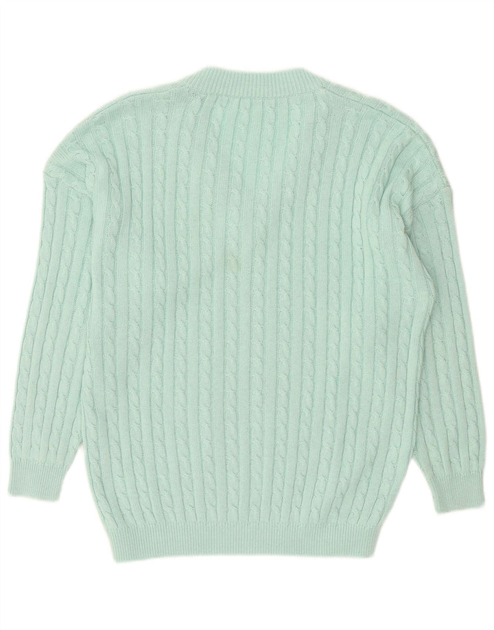 Maglione vintage da uomo con scollo a V grande turchese