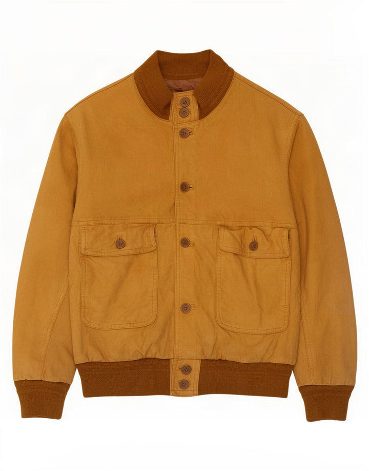 Giubbotto bomber vintage in pelle scamosciata da uomo IT 50 grande in pelle beige