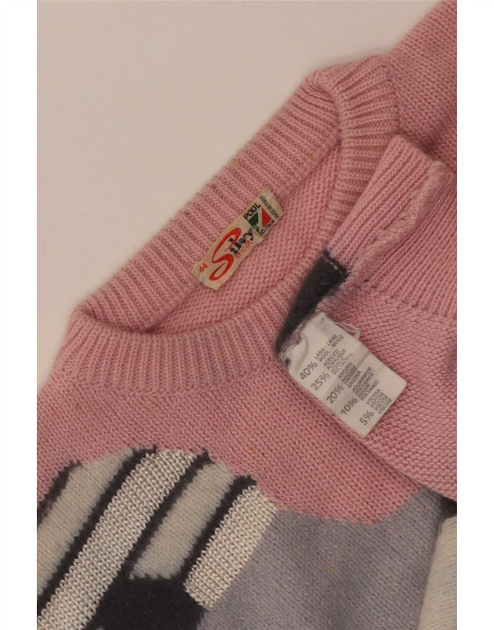 Maglione girocollo con grafica da donna Silvy IT 44 Colorblock rosa medio