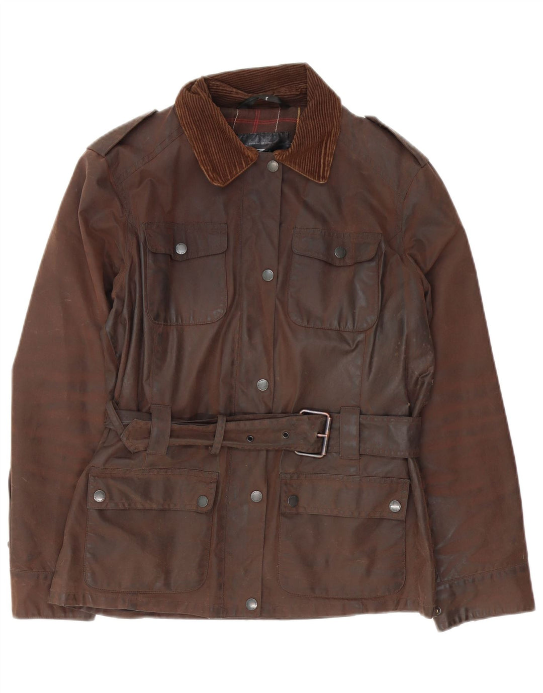 Giacca cerata oversize militare da donna Crane UK 10 piccola marrone