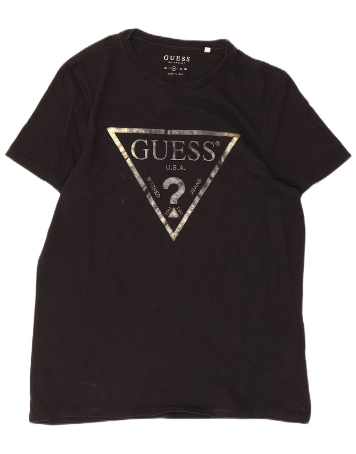T-shirt grafica da uomo GUESS Top in cotone nero medio