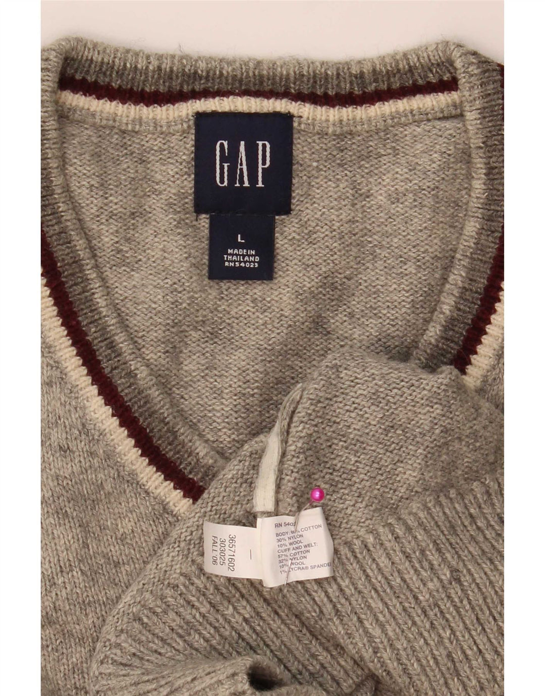 Gap Maglione da uomo con scollo a V, grande cotone chiazzato grigio