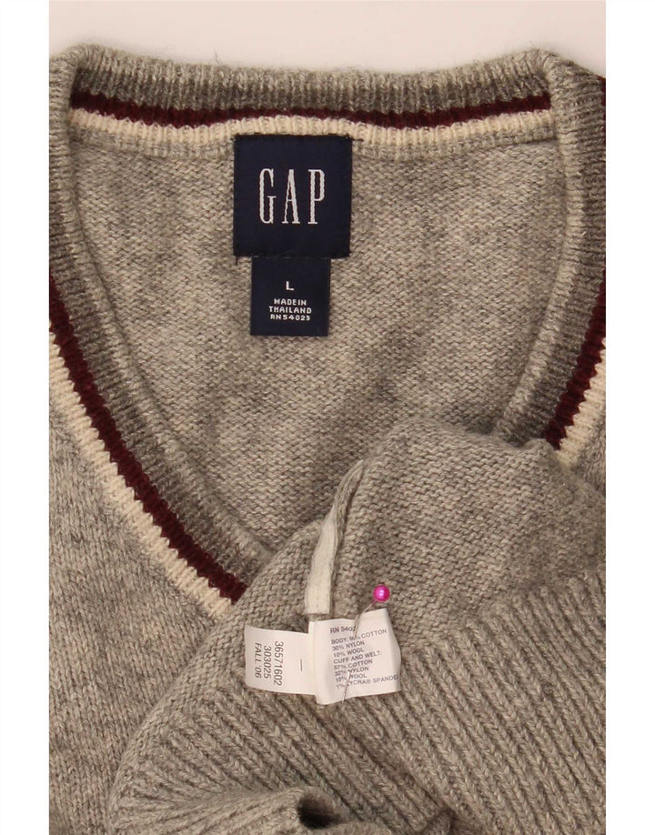 Gap Maglione da uomo con scollo a V, grande cotone chiazzato grigio