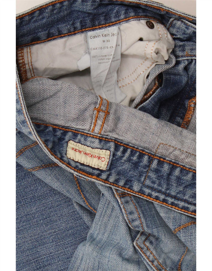 Jeans cropped invecchiati da donna Calvin Klein W30 L26 cotone blu