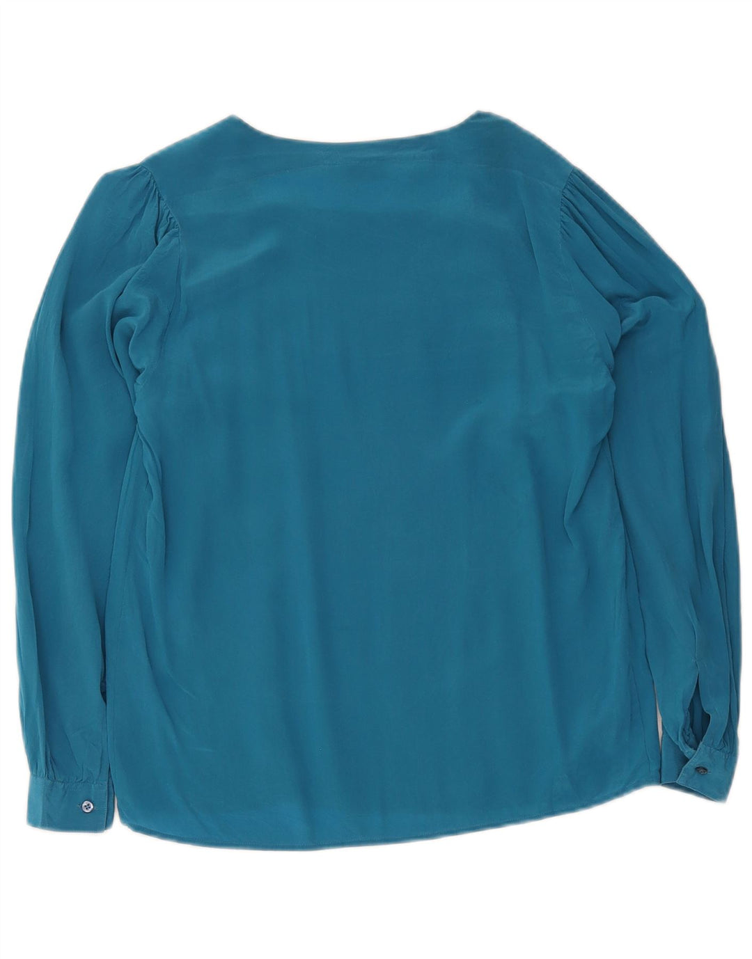 Camicetta vintage da donna a maniche lunghe IT 42 Seta blu medio