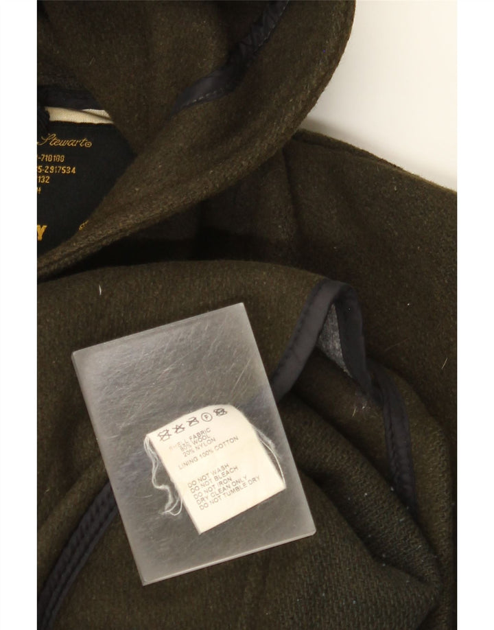 Montgomery con cappuccio da uomo vintage UK 38 lana kaki media