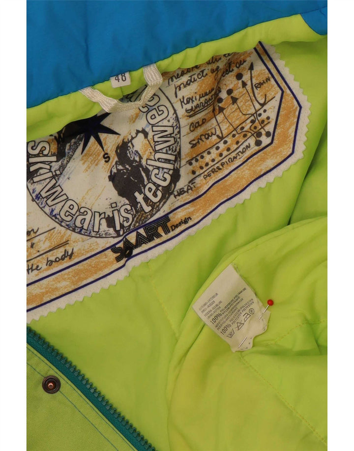 Tuta da sci vintage da uomo IT 48 Nylon color block blu medio