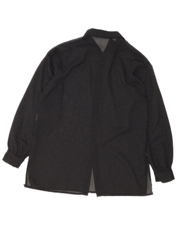 Camicia vintage da donna UK 16 grande nera maculata