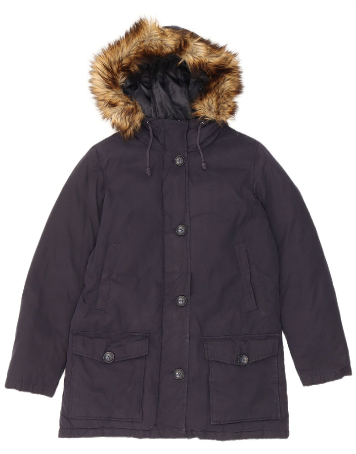 Cappotto imbottito oversize con cappuccio da donna Benetton UK 8 Small Blu Navy