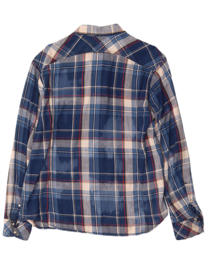 Camicia in flanella da uomo G-Star XL in cotone scozzese blu