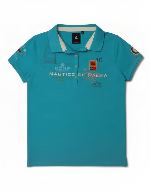 Polo grafica da donna Gaastra UK 18 XL cotone blu