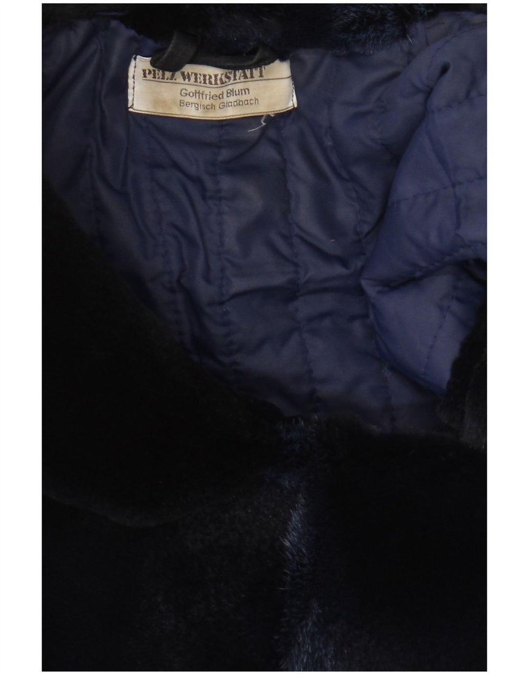 Gilet in pelliccia vintage da donna UK 14 medio blu navy