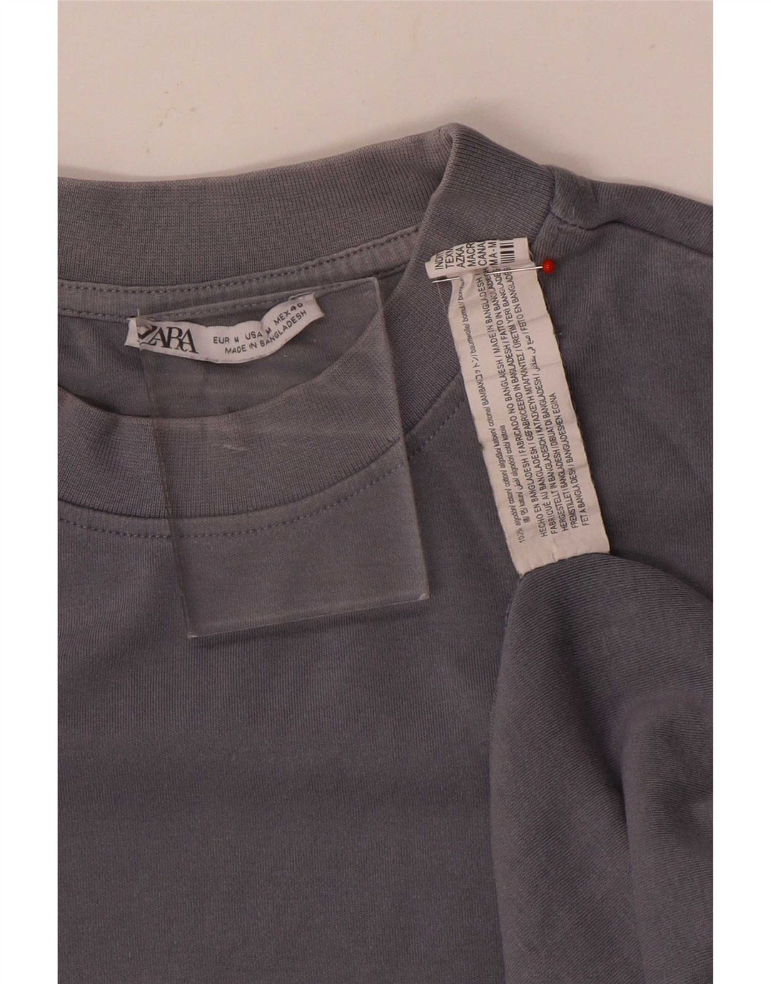 T-shirt Zara da uomo Top in cotone blu medio