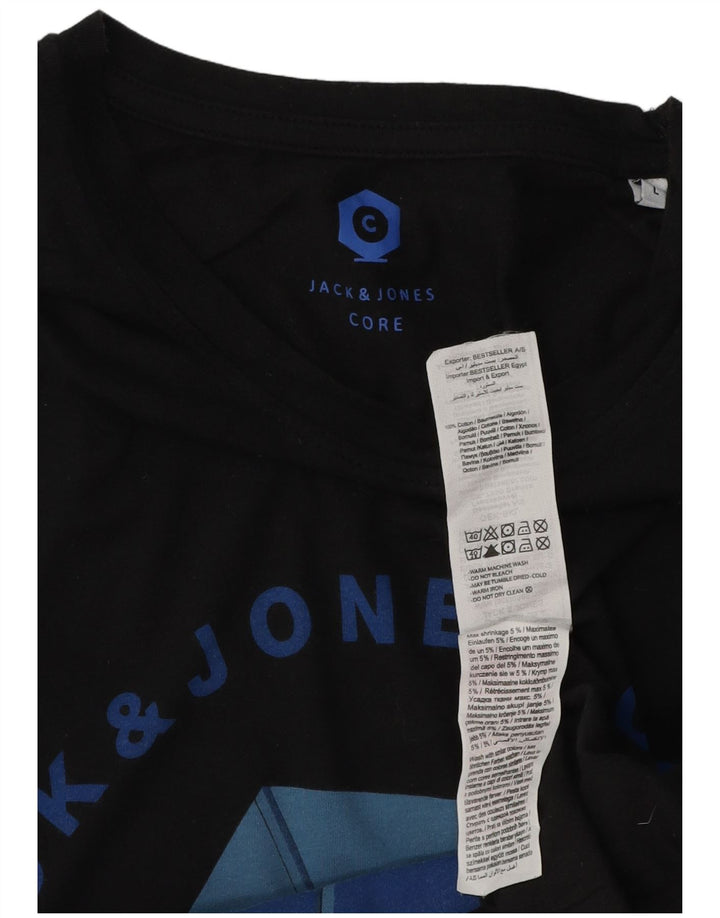 JACK & JONES T-shirt grafica da uomo grande in cotone nero