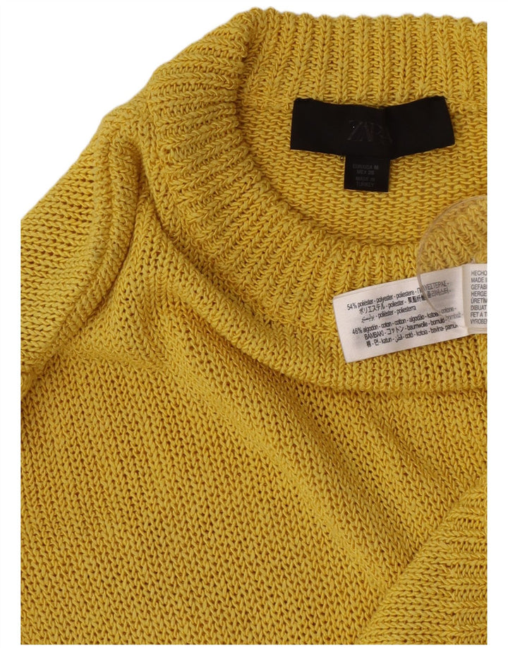 Maglione maglione girocollo da donna Zara UK 14 poliestere giallo medio