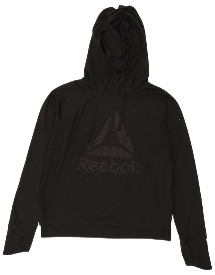 Maglione con cappuccio grafico oversize da donna Reebok UK 10 Small Nero