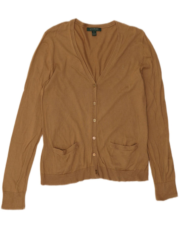 Maglione cardigan da donna Ralph Lauren UK 18 XL cotone beige