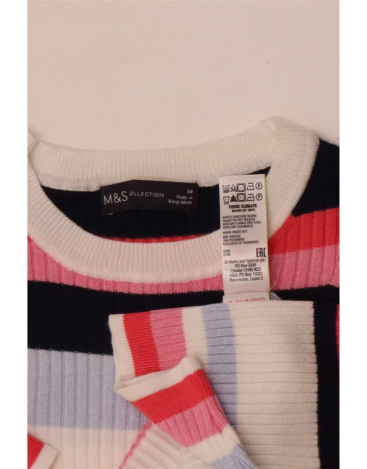 T-shirt da donna Marks & Spencer Top UK 14 a righe multicolori medie