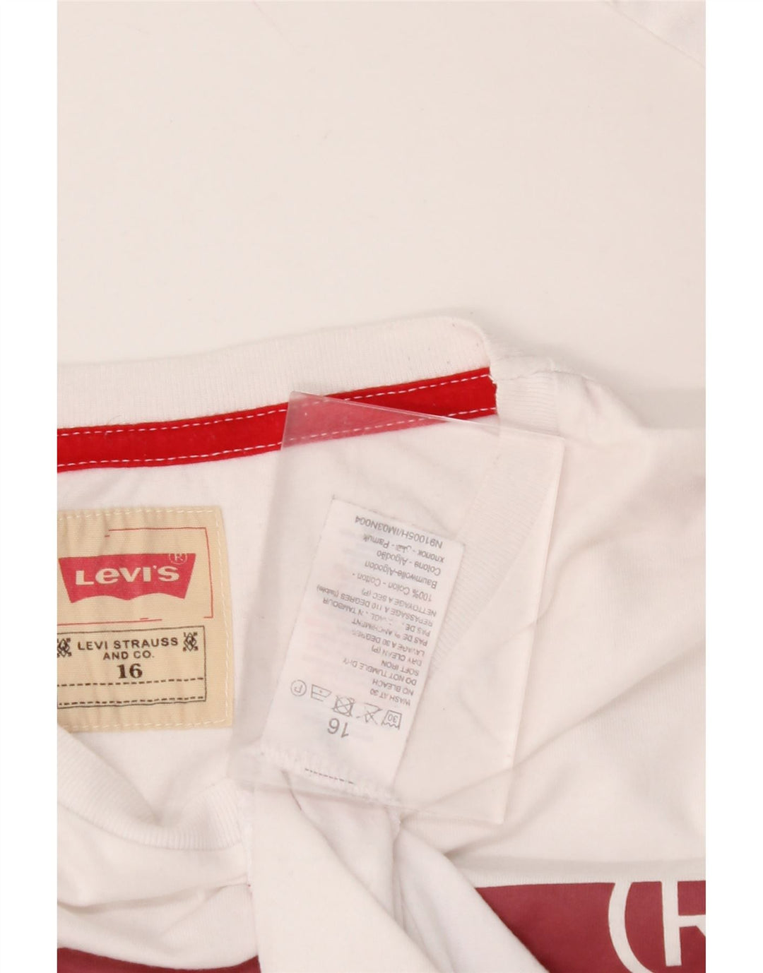 LEVI'S Top grafico da bambino a maniche lunghe 15-16 anni in cotone bianco