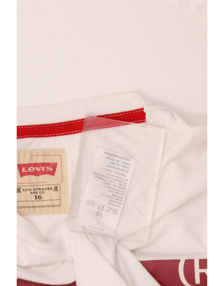LEVI'S Top grafico da bambino a maniche lunghe 15-16 anni in cotone bianco