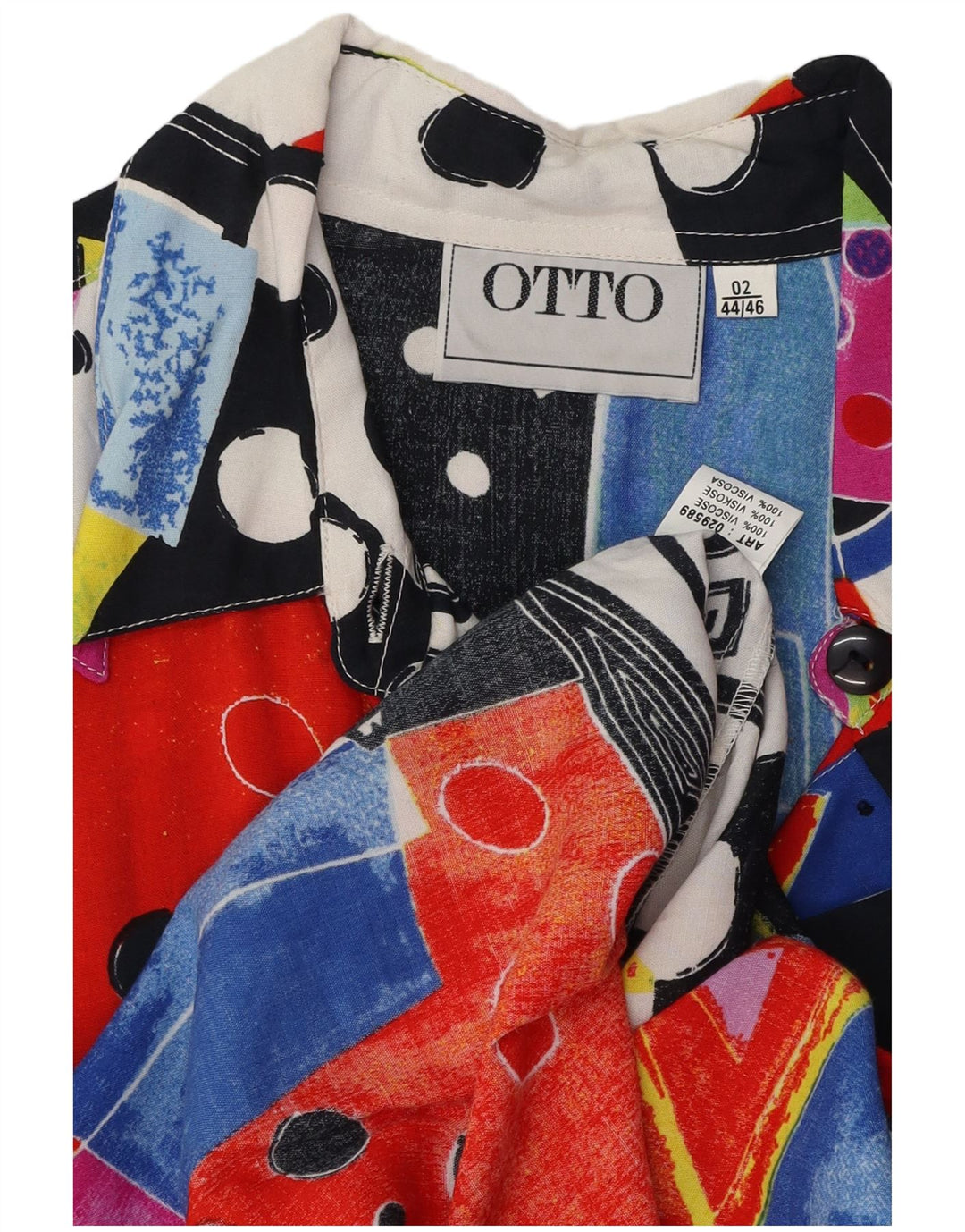 Camicetta camicia da donna VINTAGE EU 44/46 XL Viscosa patchwork multicolore