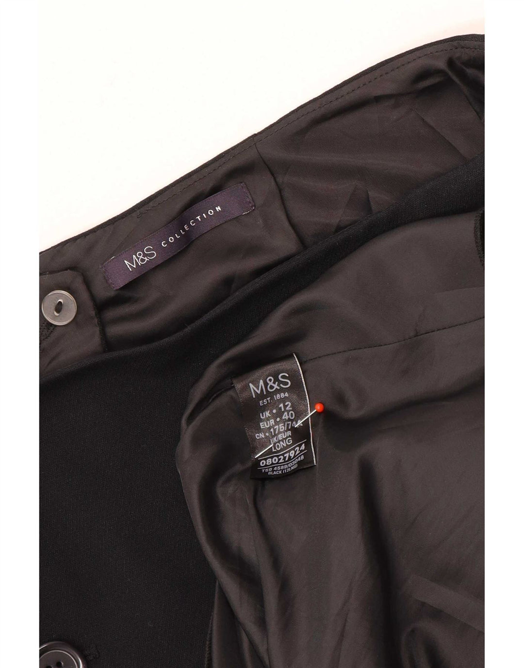 Gonna a trapezio da donna Marks & Spencer UK 12 media W30 poliestere nero
