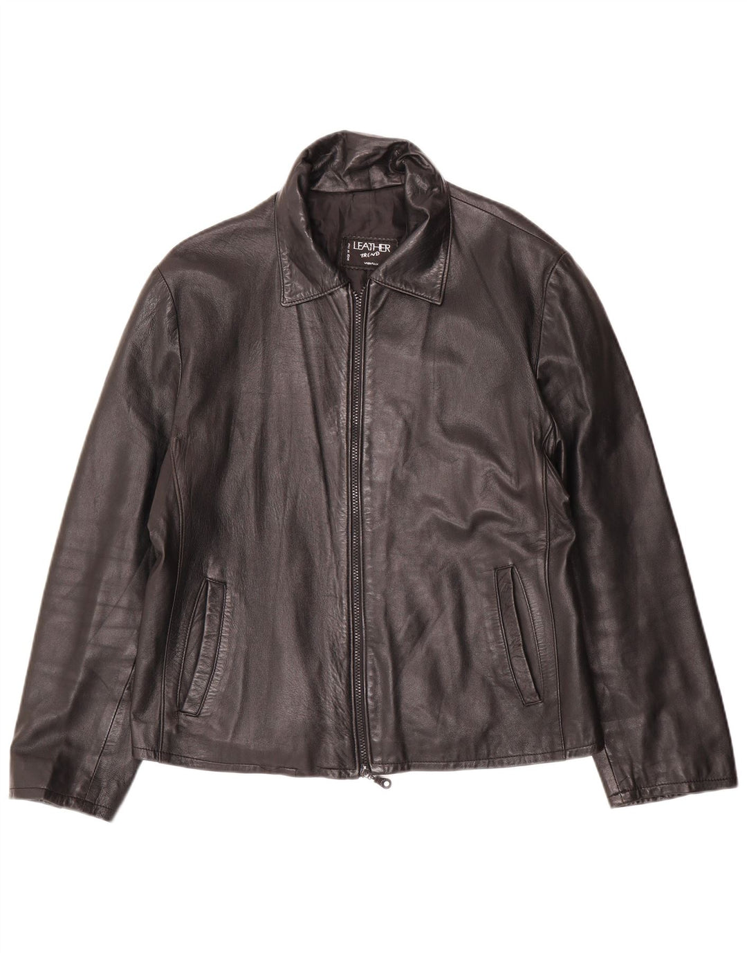 Giacca in pelle da donna VINTAGE UK 16 grande pelle nera