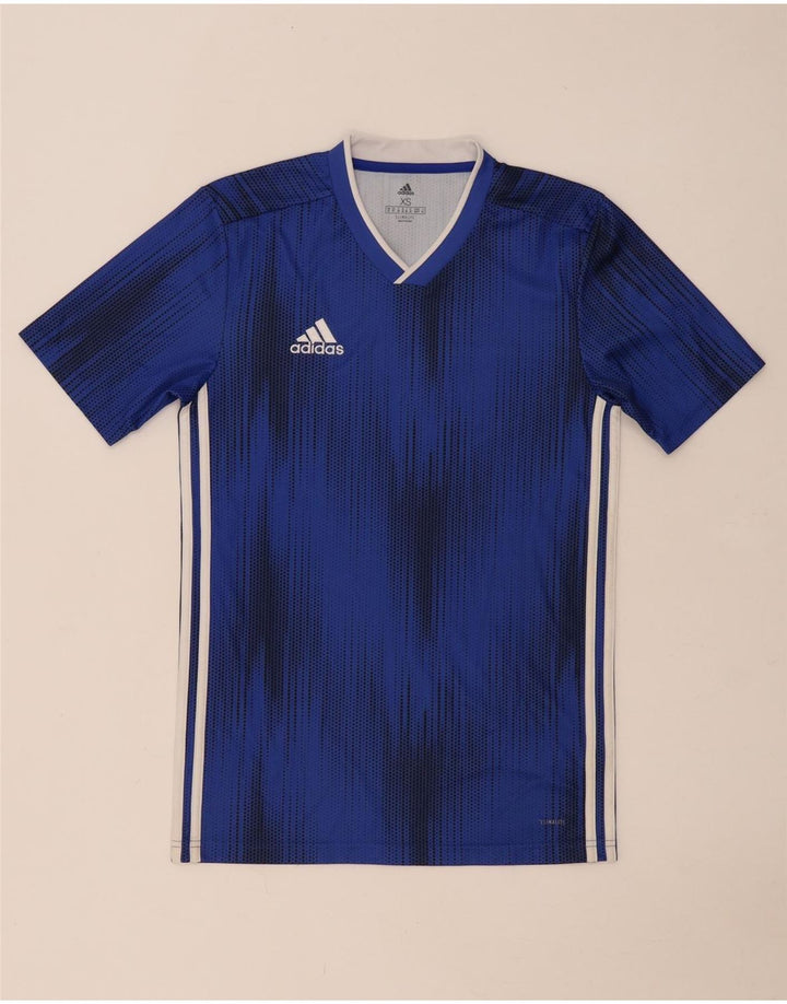 T-shirt Adidas Climalite da uomo Top XS blu poliestere geometrico