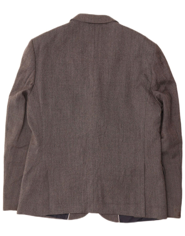 Marks & Spencer Mens 2 Button Slim Fit Blazer Jacket UK 42 Large Grey Wool