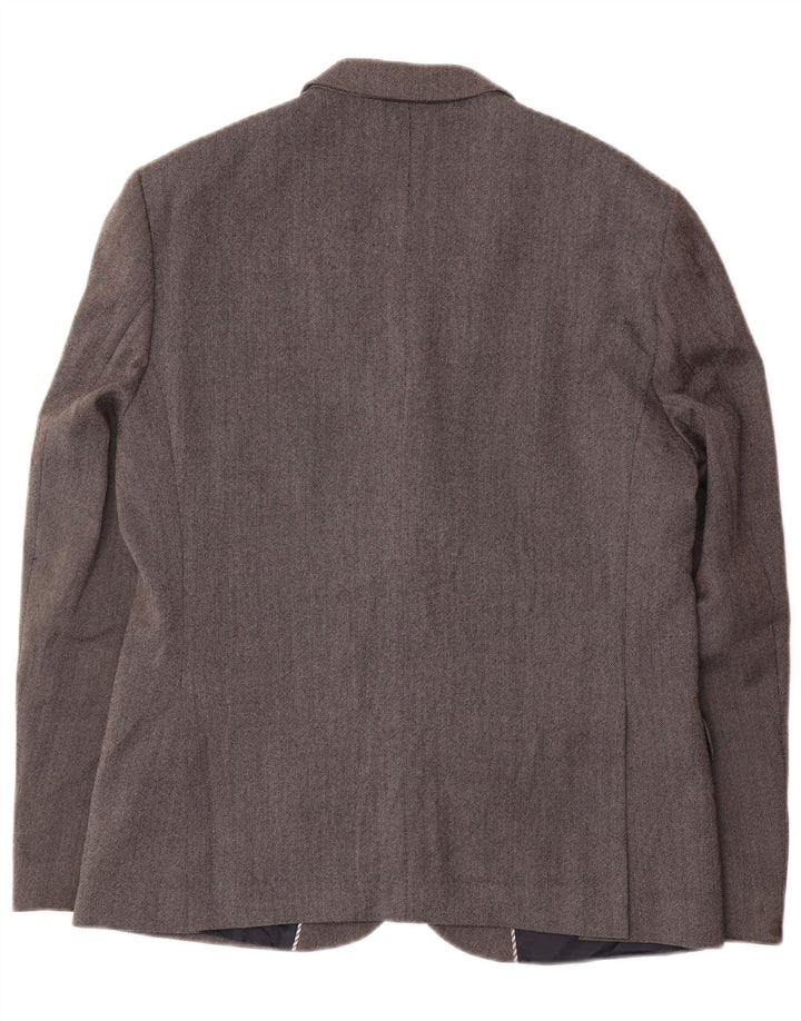 Giacca blazer slim fit da uomo Marks & Spencer a 2 bottoni UK 42 grande lana grigia