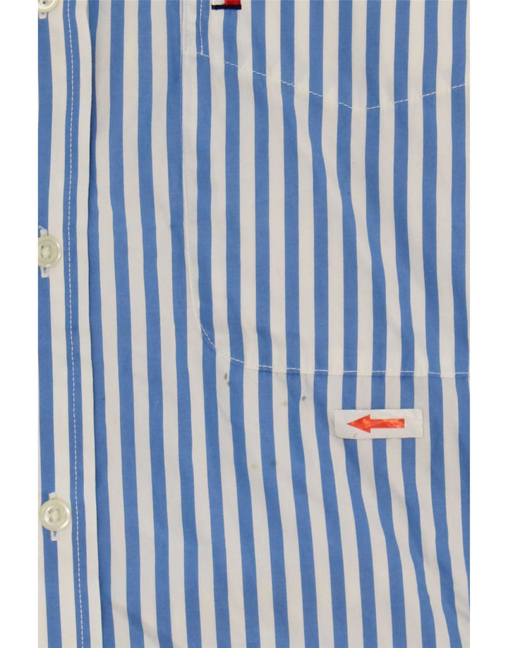 Camicia da uomo Tommy Hilfiger in cotone gessato blu medio