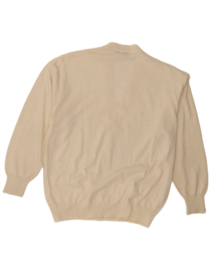 Maglione cardigan da uomo vintage IT 50 lana bianca media