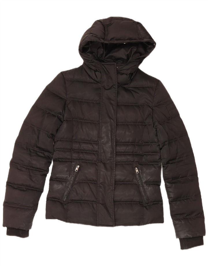 Giacca imbottita con cappuccio da donna Calvin Klein Jeans UK 10 piccola poliestere nero