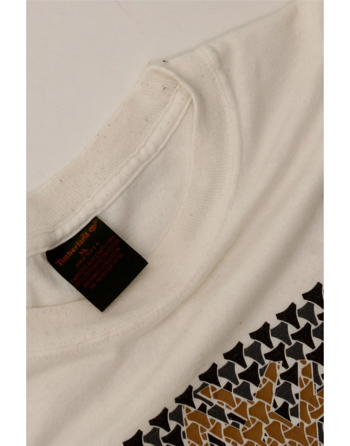 TIMBERLAND Mens Graphic Top Long Sleeve XL White Cotton