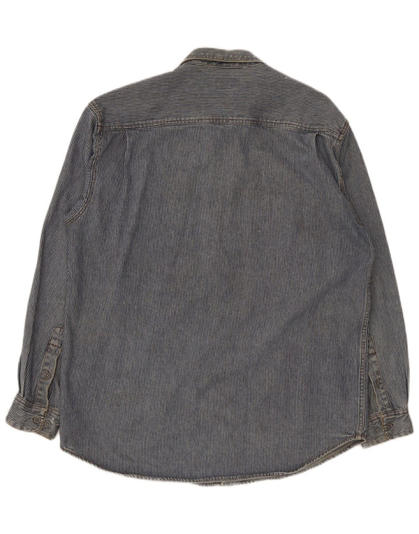 Camicia da uomo Calvin Klein Jeans grande in cotone gessato blu