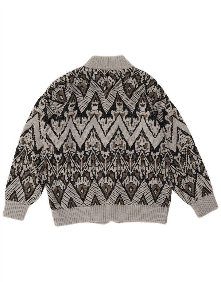 Maglione cardigan da uomo LINEA grande acrilico geometrico grigio